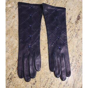 New! Vintage Size S Soft Leather Formal 11" Long Gloves Quilted Tufted Look